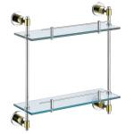 Scratch Resistant Bathroom Accessories Shelves Double Corner Glass Shelf