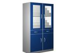 Adjustable Hospital Lab Furniture , Grey / Blue Wood Reagent Storage Cabinet