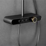 Brass Bathroom Shower Faucet Set Grey Wall Mount Complete Set