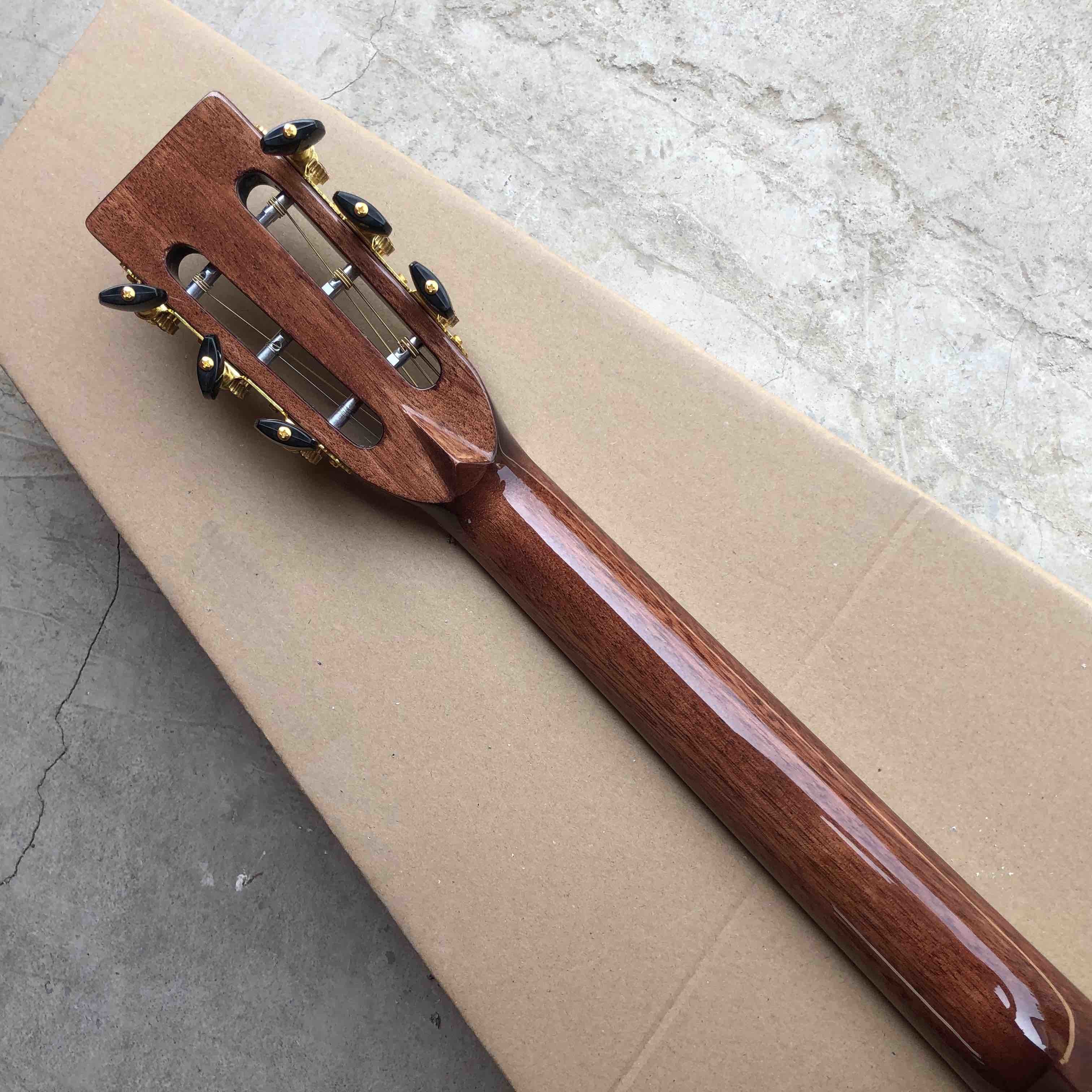 OEM custom acoustic guitar OOO body shape Guitar solid Spruce top real abalone binding and ebony fingerboard
