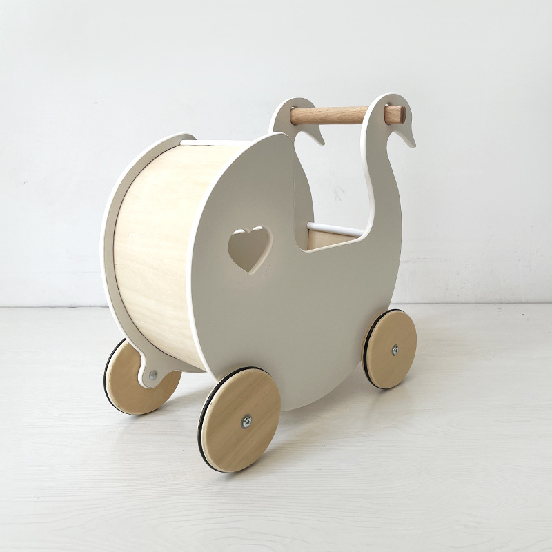 3 In 1 Customizable Montessori Toy White Wooden Push Walker Toy 0 To 3 Years