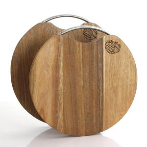 Quality Kitchen Round Dia 30cm Acacia Wood Cutting Board With Handle wholesale