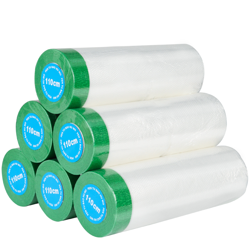 Green Taped Protective Anti Outdoor Paper Pre Taped Masking Film 16m