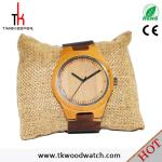 2016 Factory price Hot selling Leather strap Ronda movement quartz bamboo watch
