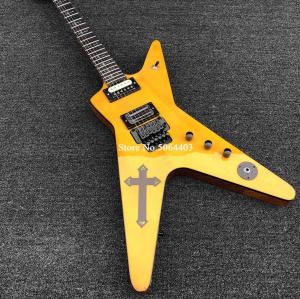 Quality Irregular Special-shaped electric guitar yellow paint rosewood fingerboard double-wave electric guitar free shipping wholesale