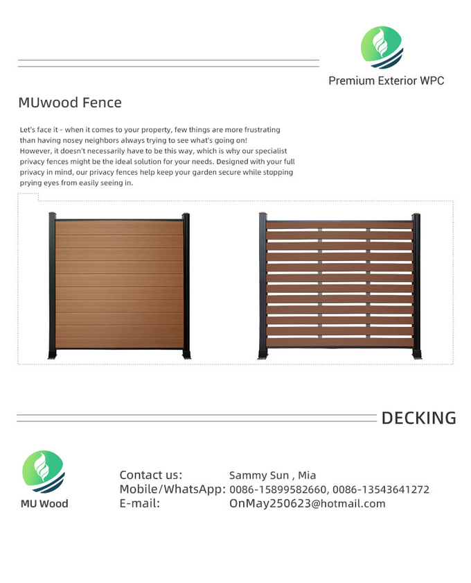 Garden WPC Fence Panels Fireproof Wood Polymer Composite Boards