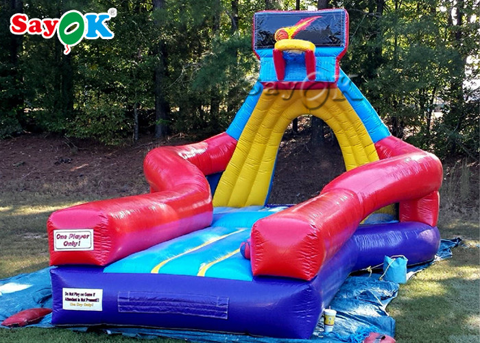 Inflatable Baseball Game Red Inflatable Bungee Run Basketball Hoop And Ball Game For Playing Center