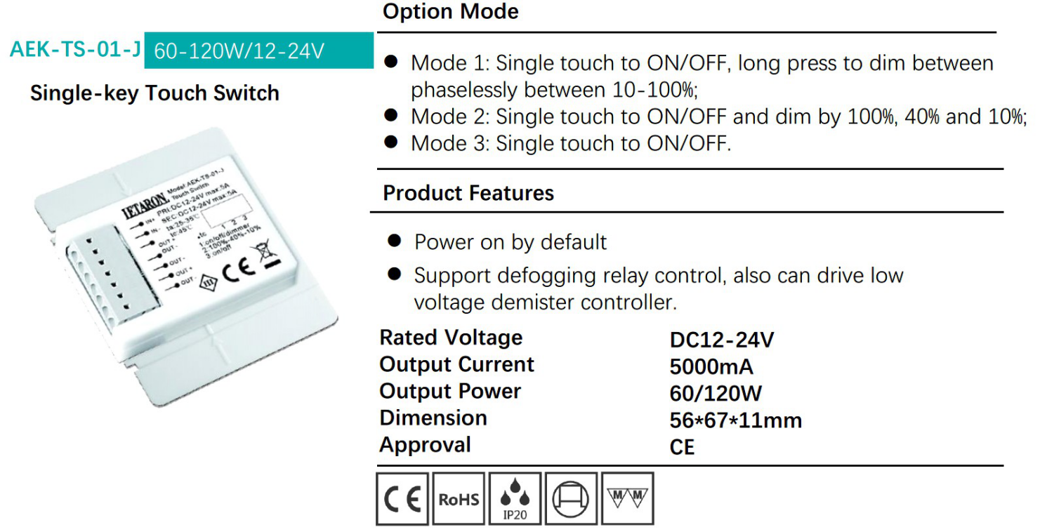 255x55x16.5mm UL Super Slim LED Driver LETARON 12VDC 7080mA