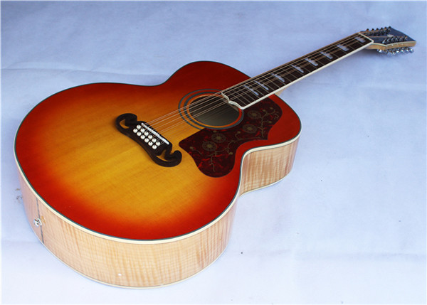 Chibson J200s 12 string acoustic guitars,solid spruce top, flamed maple back and side, free shipping