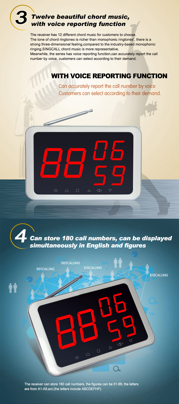 full set of restaurant pagings system call button/display/kitchen callpad/signal repeater