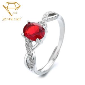 Quality Oval Ruby Vintage Silver Engagement Rings Environmental Copper wholesale