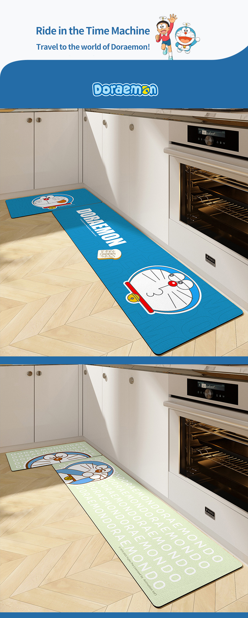 Non-Slip Protection for Kitchenware Custom Polyester Fibre Cartoon Soft Kitchen Rug