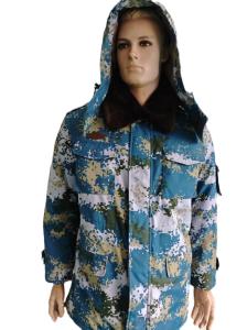 Quality Tactical Blue Camo Insulated Jacket - Detachable Thermal Liner &amp; Adjustable Waist Strap wholesale