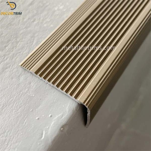 Cheap Non Slip Stair Nosing Tile Trim Matt Bronze Color For Step Edge Protection ODM for sale