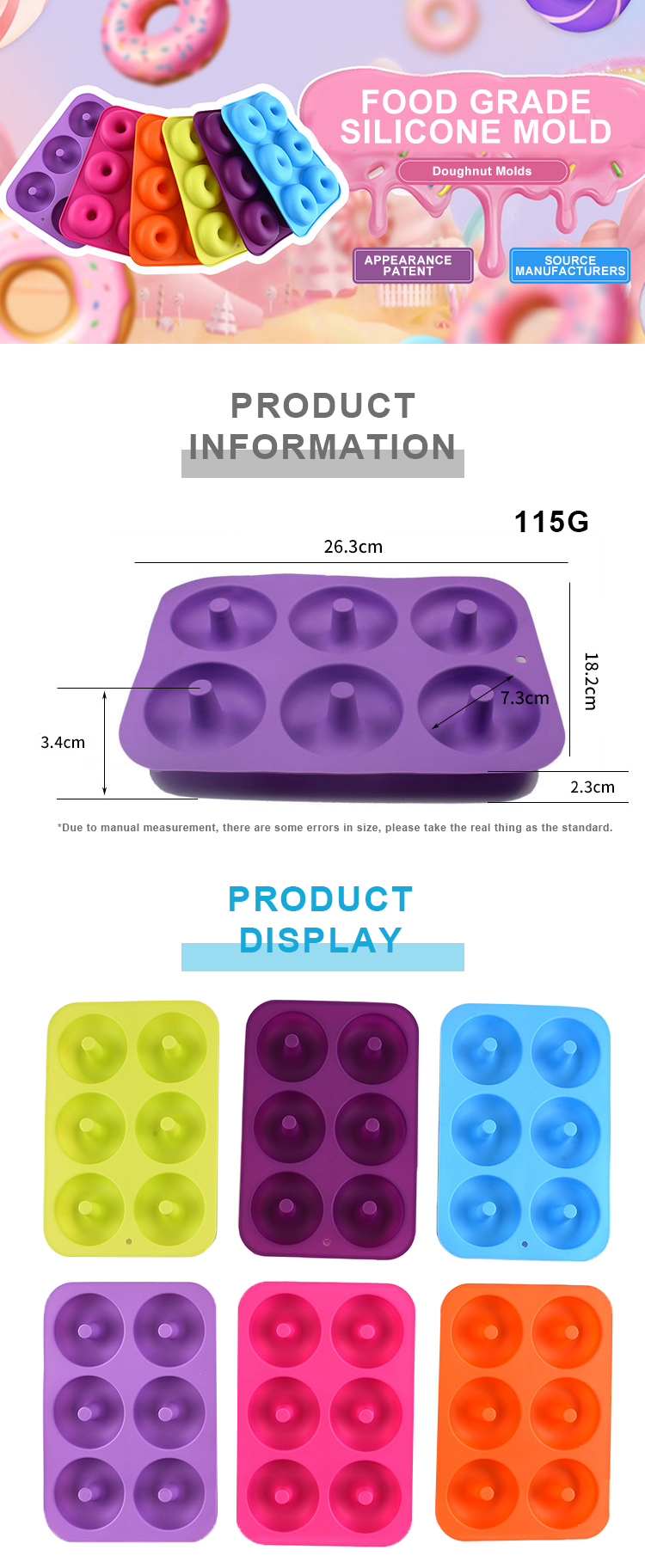 Freezer Safe 120g 6 Cavity Silicone Cake Molds