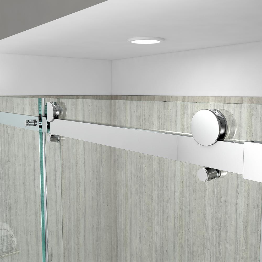 10mm Tempered Sliding Glass Shower Screen With Stainless Steel Orb Rail System