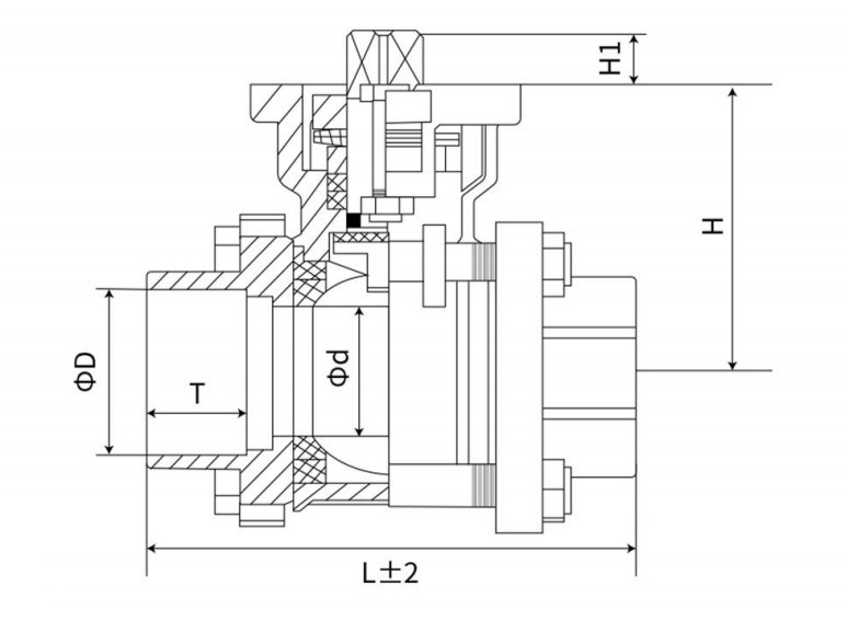 Cast Steel Pneumatic 3PC Threaded Ball Valve for Water Industrial