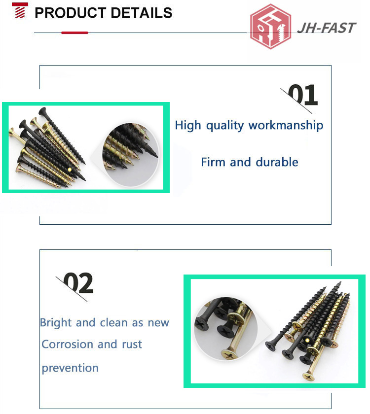 Metric Drywall Screws Coarse Thread for Black Gypsum Board Durable Steel Material