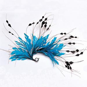 Quality 15*30 cm Millinery Supplies Goose Feather Flower Mount with Wire Accessory Dyed Pattern wholesale