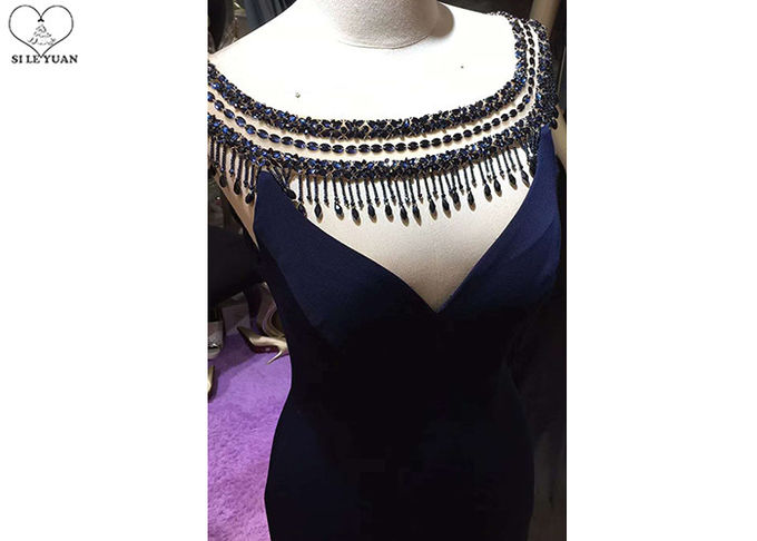 Small Train Mermaid Style Prom Dress Sleeveless Sexy Top Hollow Out Bead Tassels