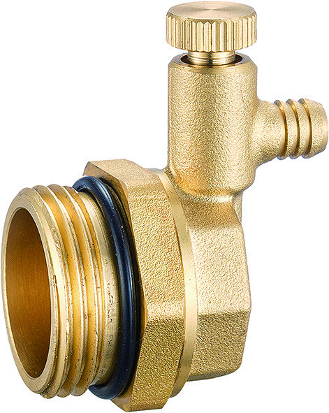 6008 Manifold Parts Male Screwed Brass Air Exhaust for Extruded Profile Main Passage with Teethed Draining Hose Outlet
