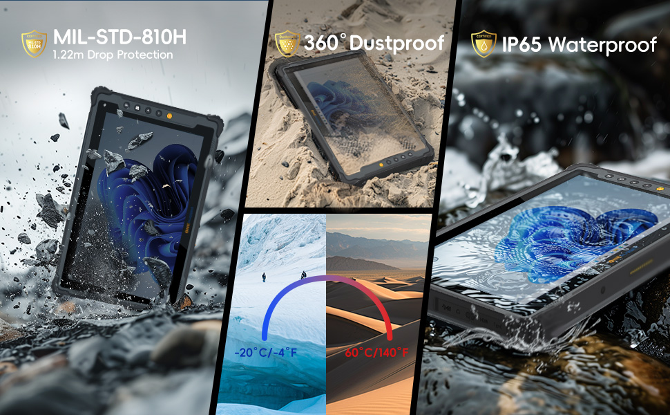 Industrial ONERugged M80J 8 inch Win11 Pro Tablet IP65 Waterproof MIL-STD-810H Certified for Outdoor Work
