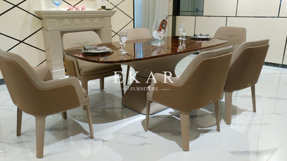 Modern Deluxe Dining Set Royal High Gloss 6 Seater Dining Table Set W001D1E
