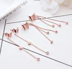 Fashionable Stud Butterfly Jewelry , Ball Dangle Tassel Stainless Steel Earring,