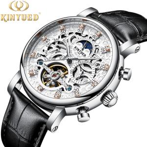 Quality Silver Case Mens Mechanical Watches Durable Tourbillon Skeleton Watch wholesale