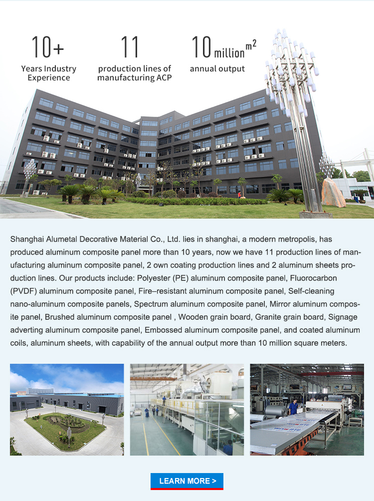 4mm 0.3mm FEVE Decorative Aluminum Wall Panels PVDF Coated Aluminium Composite Panel