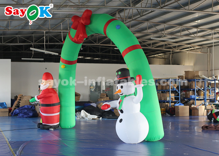 Outdoor Inflatable Holiday Decorations Santa Archway Door With Blower