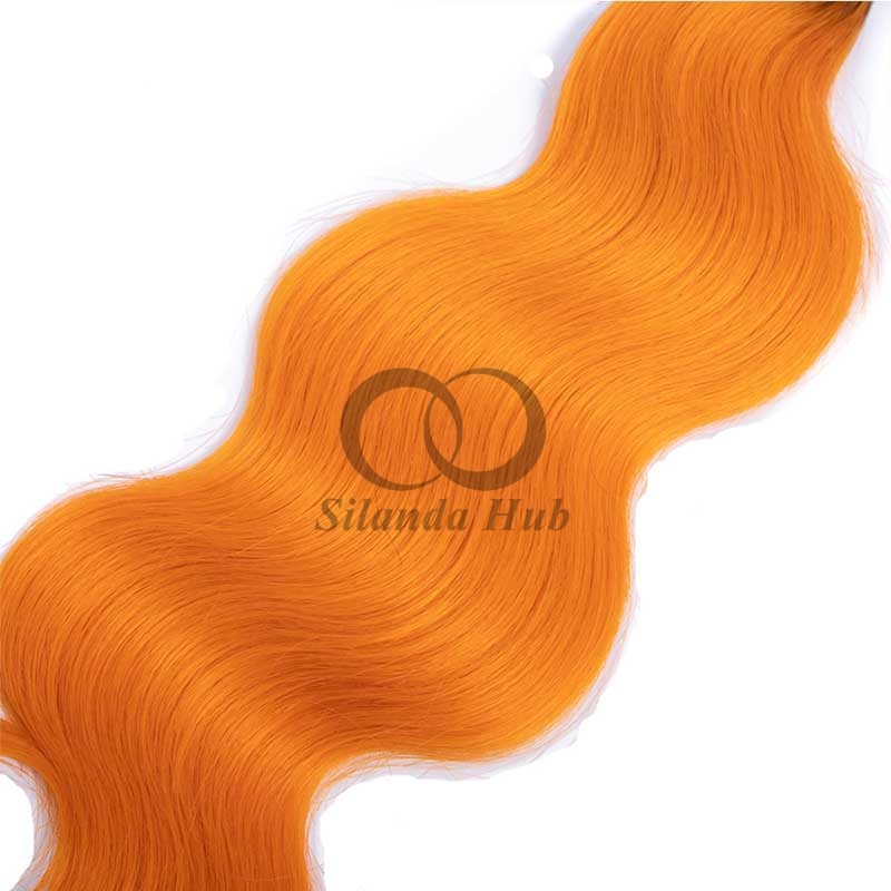 #T1B/Orange Body Wave Remy Human Hair Bundles Sew In Weave Bundles Brazilian Bundle Deals