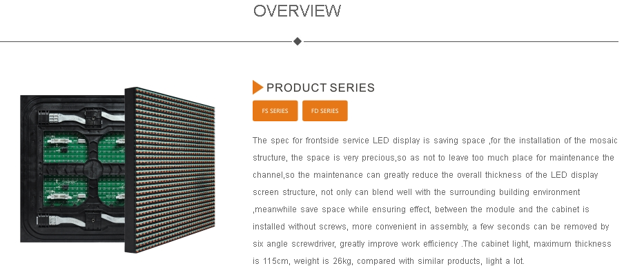 Outdoor Digital Video Advertising Front Service LED Display Board with Epistar Chip