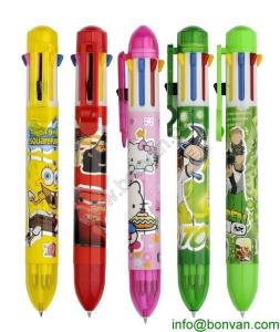 Quality plastic pen, multi color ball pen,full color printed multicolor pen wholesale