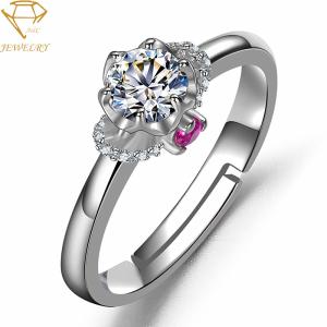 Quality Adjustable Personalized Diamond Ring Rose 18K Silver Plating wholesale