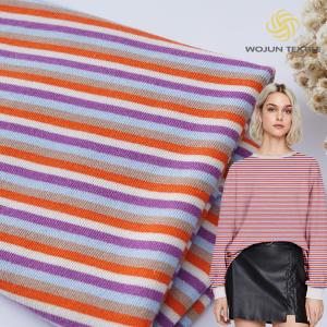 Quality Sweat Absorbing Cotton French Terry Fabric 21S Spring Striped Knit Cloth wholesale