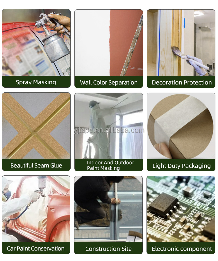 Brown Crepe Paper Sharp Car Painters Masking Tape Custom High Temperature Resistance