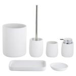 Eco Friendly Cement Bathroom Accessories Pure White Complete Bathroom Sets 6pcs