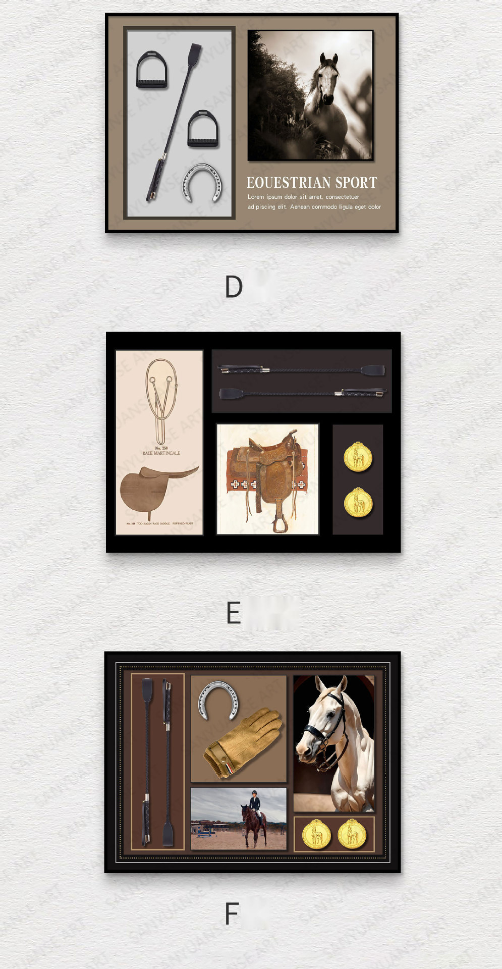 European Style Rectangle Equestrian Mural Building Blocks for Living Room Entrance Wall