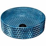 Electroplated Blue Modern Glass Wash Basin , Blue Glass Vessel Sink