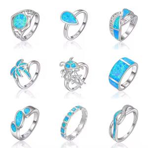 Quality Engagement Wedding Stone Sterling Opal Jewelry Rings White Gold Plated wholesale