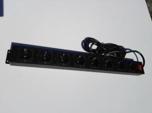Quality Germany Black 8 Outlet Power Bar With Extra Long Cord / Aluminum Housing Schuko Plug wholesale