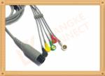 6 Pin One Piece Reusable ECG Patient Cable 5 Lead Defib , PVC Insulation
