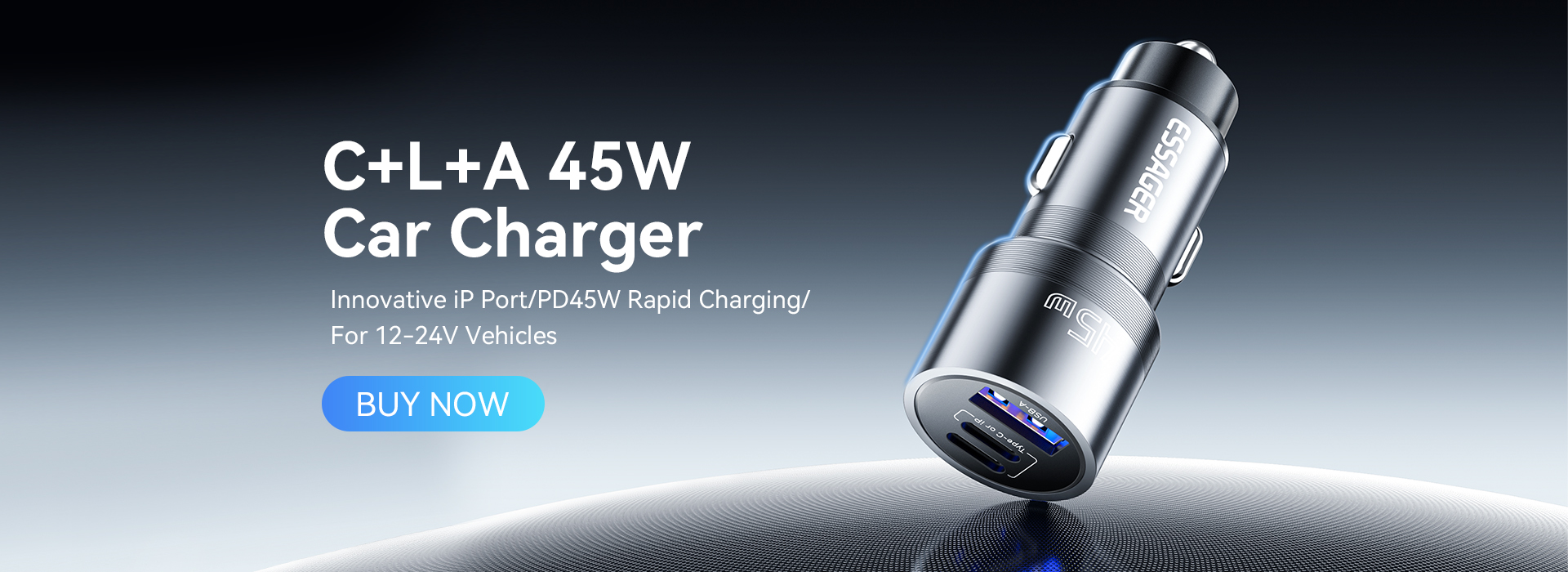 ESSAGER ES-CC14 Series 3 Ports 45W USB L USB C Type C Fast Car Charger