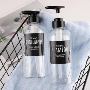 Quality 500ml Transparent cylindrical smooth with black pump for shampoo lotion bottle wholesale