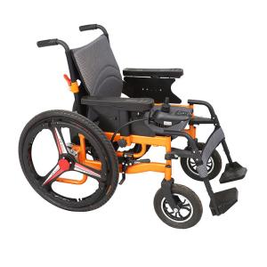 Quality Portable Foldable Power Chair Durable Battery and Orange Frame Electric Wheelchair for Safe Load of 130kg wholesale