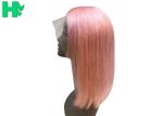 Front Lace Natural Human Hair Wigs , Short Glueless Malaysian Bob Wig