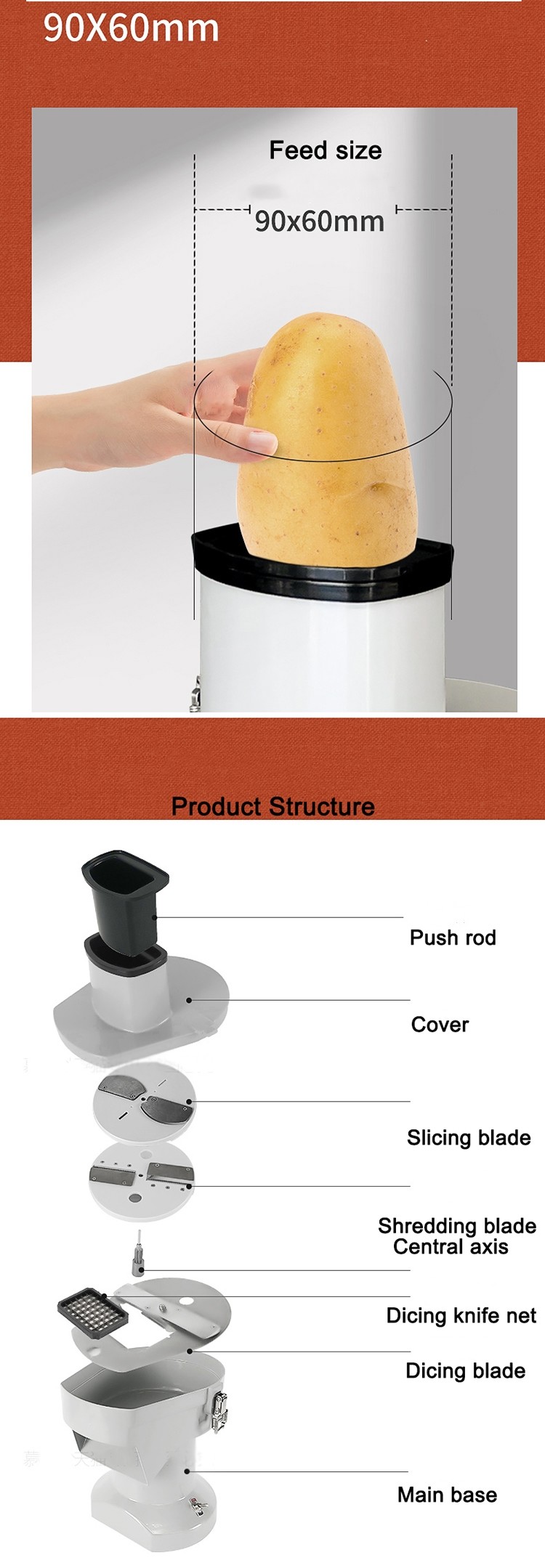 Industrial Vegetable Chopper Potato Chips Cutter Lemon Slicer Shredder 150kg/h