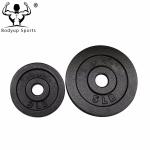 Black Painted Fitness Weight Plates Powder Coated Finish Free Weight Type