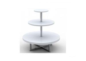 Quality Round Type 3 Layers Wooden Gondola Display Rack , Commercial Store Display Shelving wholesale